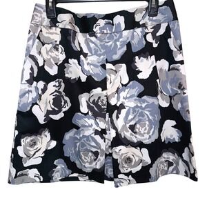 Express Design Studio Floral Skirt, Size 10, Black Gray White, Career Casual NEW